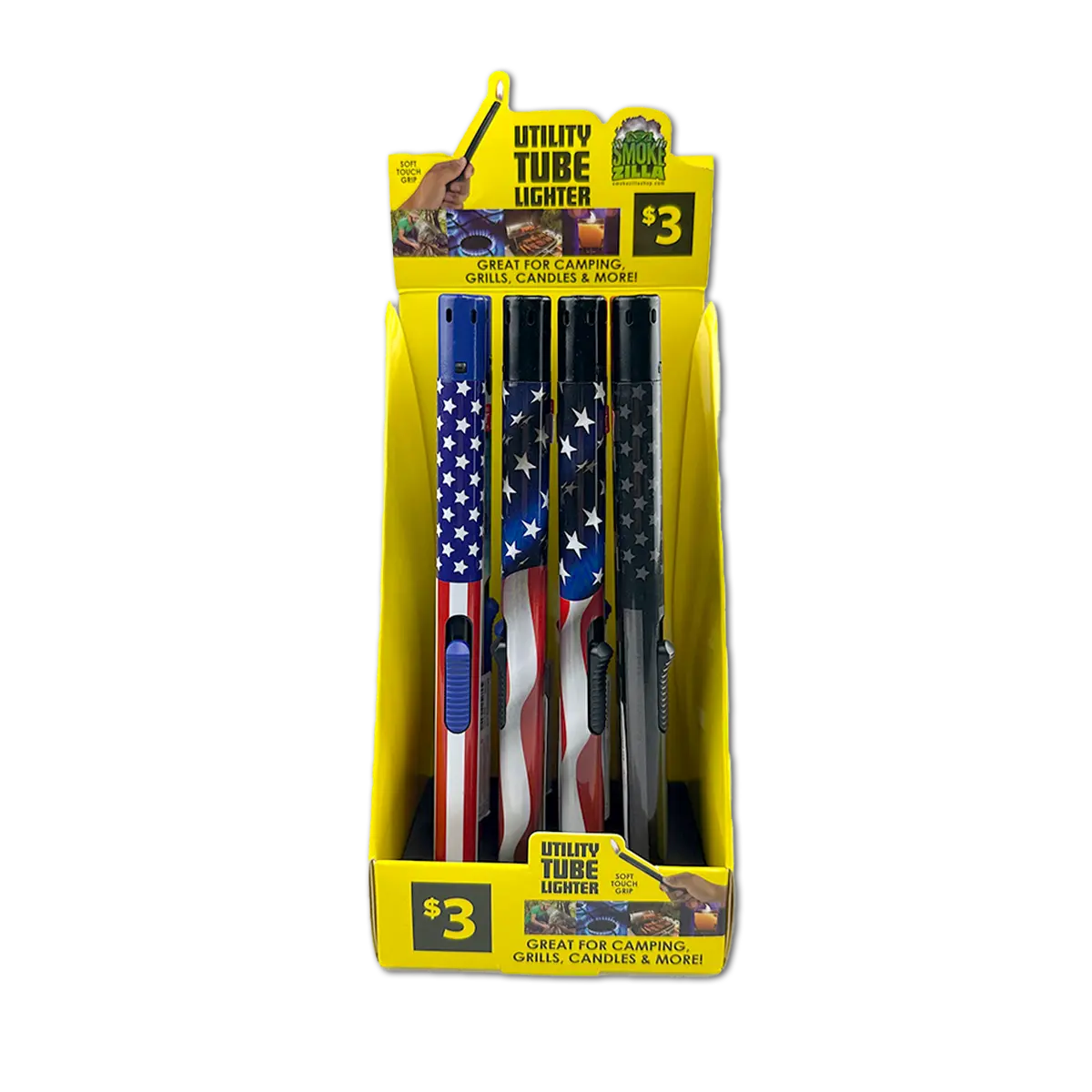 Patriotic Utility Tube Lighter - 12 Pieces Per Retail Ready Display 41729 SMOKEZILLA