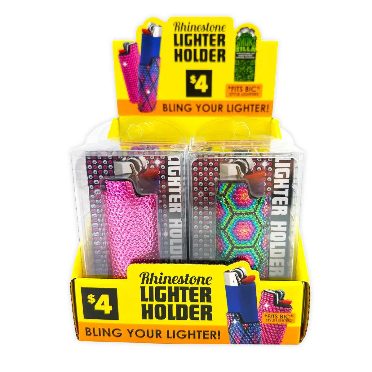 Rhinestone Lighter Case - 10 Pieces Per Retail Ready Display 41761 SMOKEZILLA