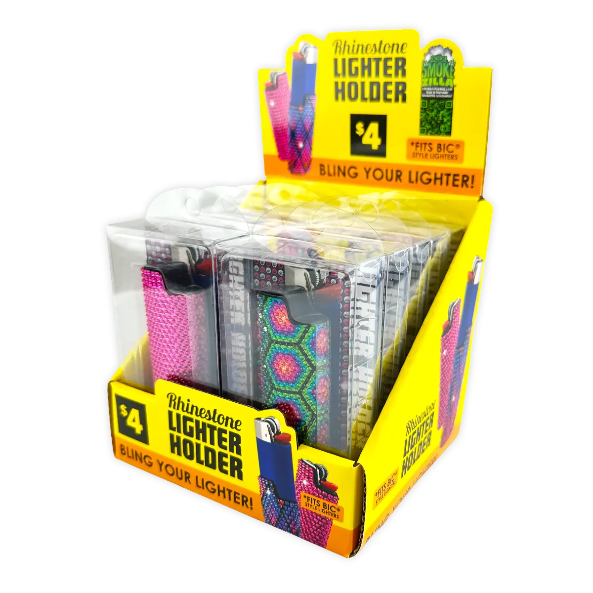 Rhinestone Lighter Case - 10 Pieces Per Retail Ready Display 41761 SMOKEZILLA