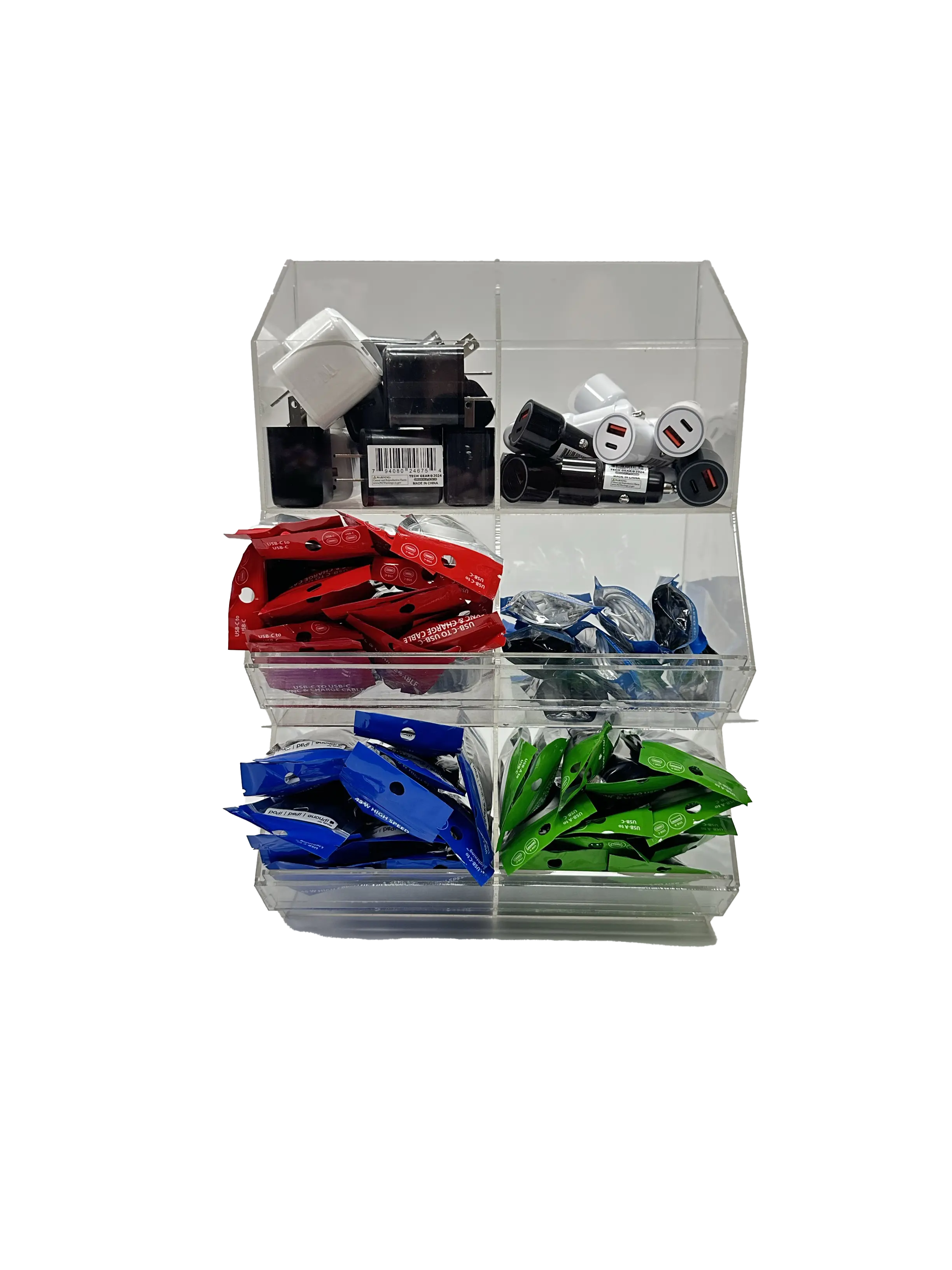 Technology Accessories Assortment 6-Bin Countertop Display 88701 NOVELTY INC