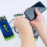 Charging Cable Braided Nylon Assortment USB-C / MFi / Micro USB 9FT 2.4 Amp - 12 Pieces Per Retail Ready Display 88273 GADGET GEAR