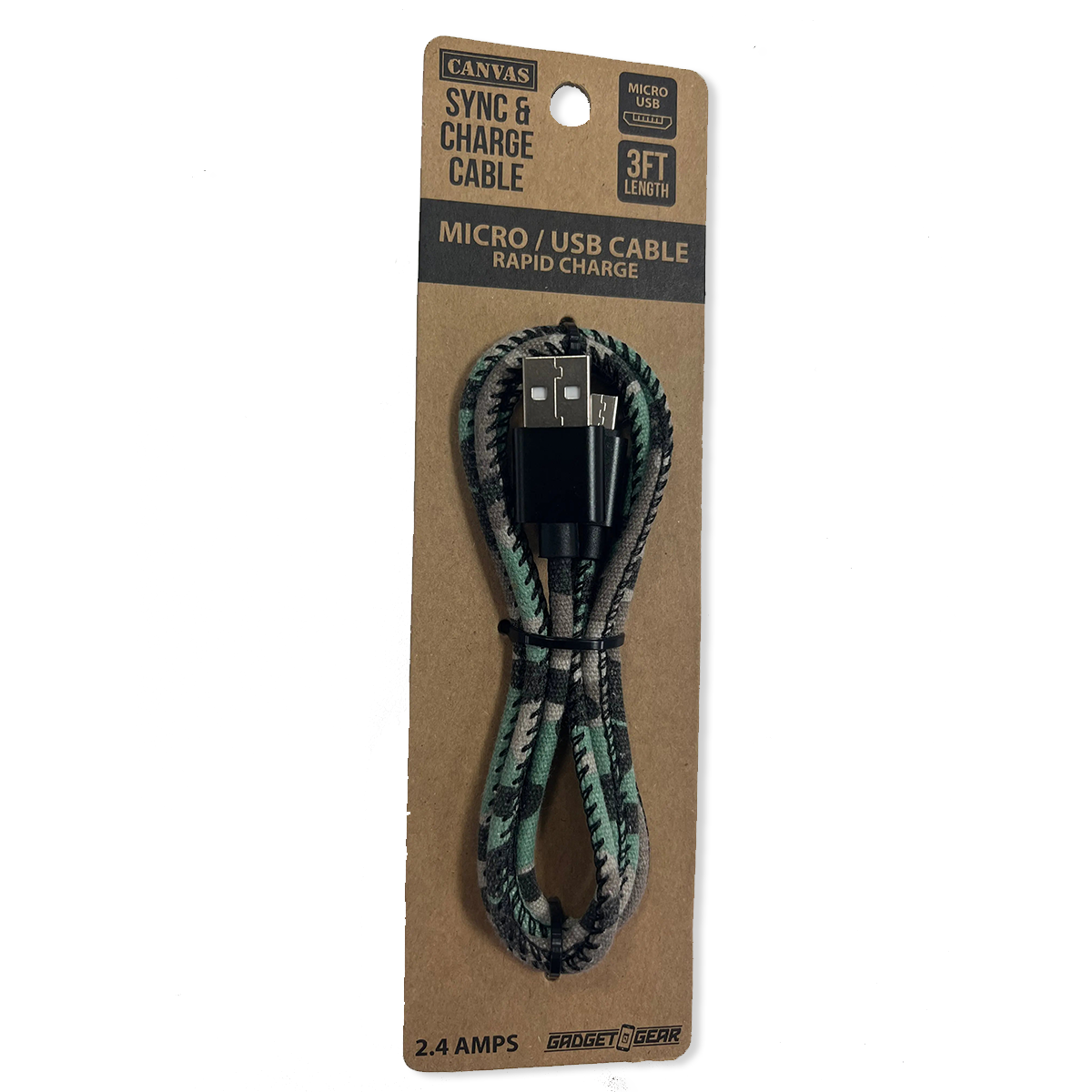 Charging Cable Camo Assortment 3FT - 12 Pieces Per Retail Ready Display 88303 GADGET GEAR