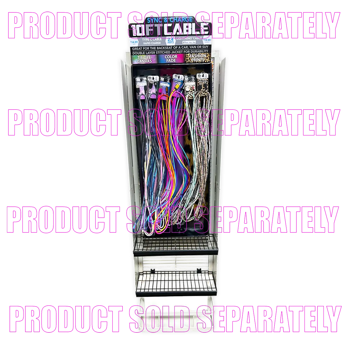 10FT Braided Sync and Charge Cable Assortment Floor Display - 38 Pieces Per Retail Ready Display 88396 GADGET GEAR