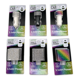 Car Charger and Wall Charger Dual Port USB / USB-C Rhinestone Assortment - 6 Pieces Per Retail Ready Display 88502