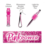 Pink Power Key Chain LanyardandPen Assortment - 22 Pieces Per Retail Ready Display 88529