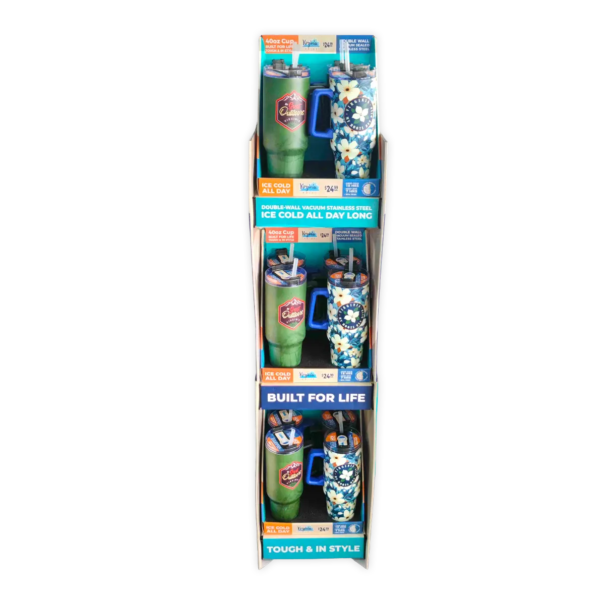 40 oz Stainless-Steel Insulated Printed Cup Virginia Floor Display - 12 Pieces Per Retail Ready Display 88561 ROUGHNECK