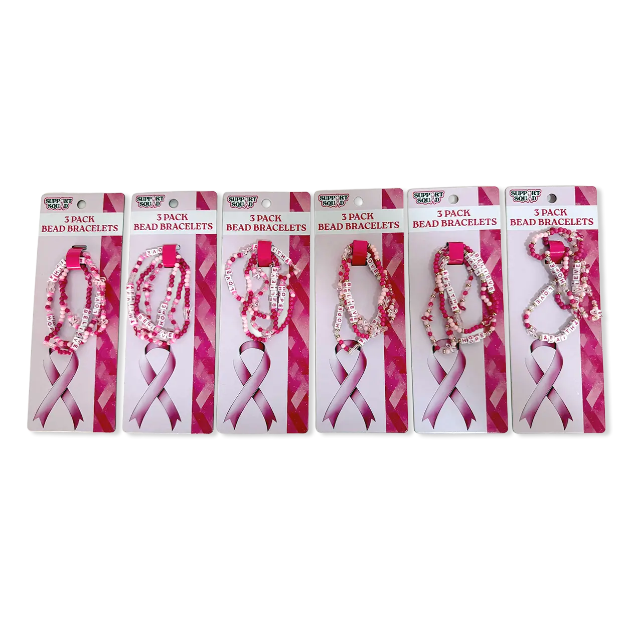 Breast Cancer Awareness Pink Support Squad Assortment Floor Display - 50 Pieces Per Retail Ready Display 88609 NOVELTY INC