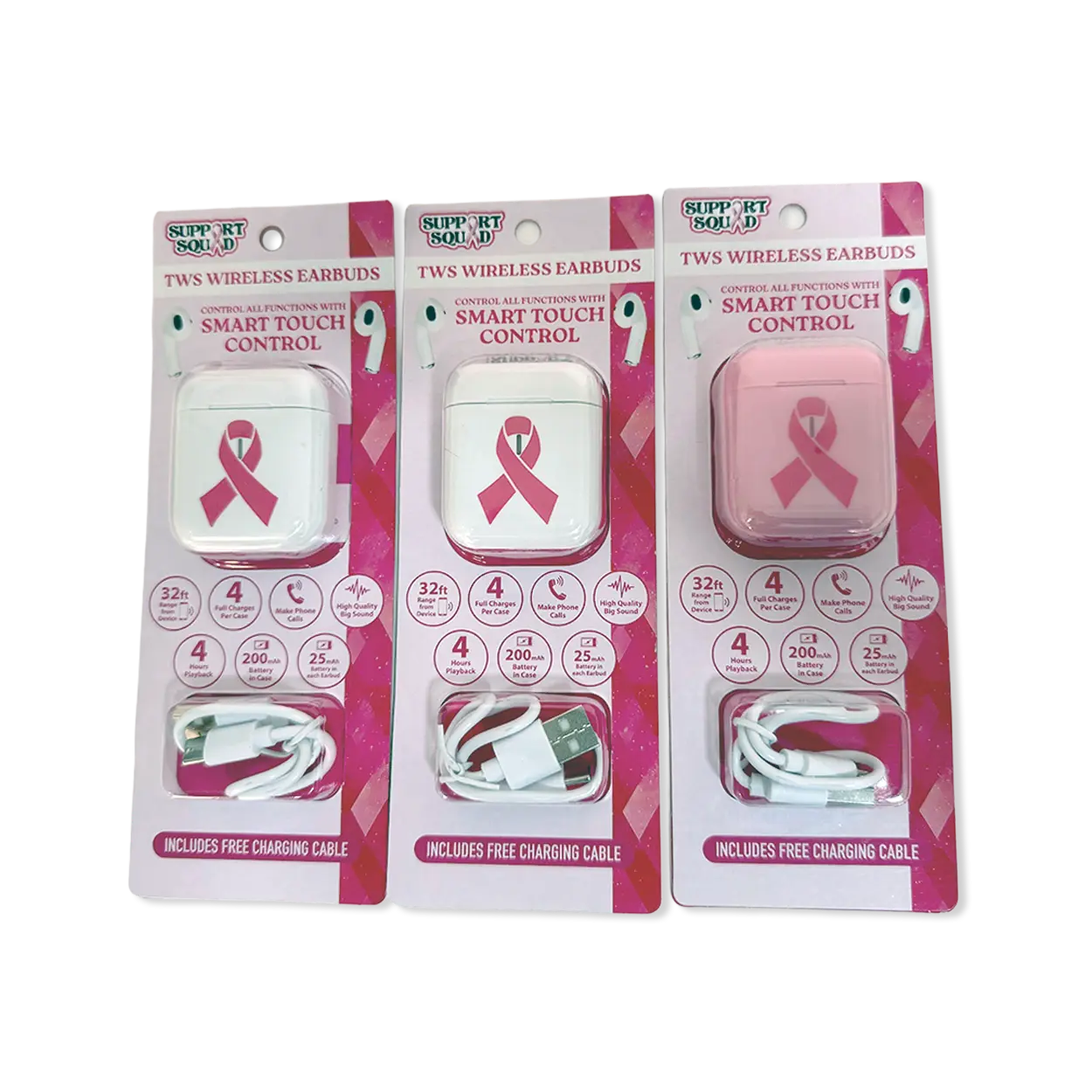 Breast Cancer Awareness Pink Support Squad Assortment Floor Display - 68 Pieces Per Retail Ready Display 88607 NOVELTY INC