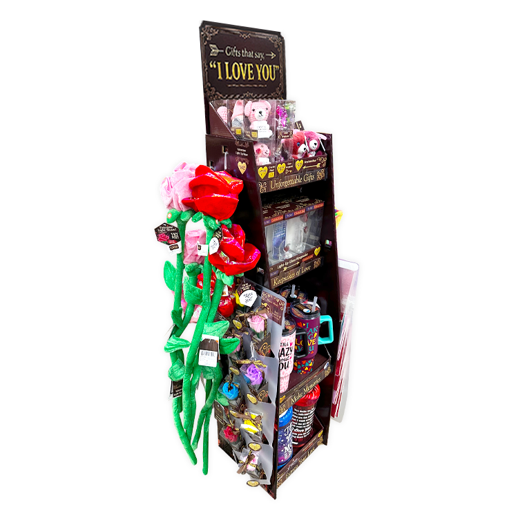 Valentines Day Rose Plush and Gift Assortment Floor Display - 78 Pieces Per Retail Ready Display Kit 88615 NOVELTY INC