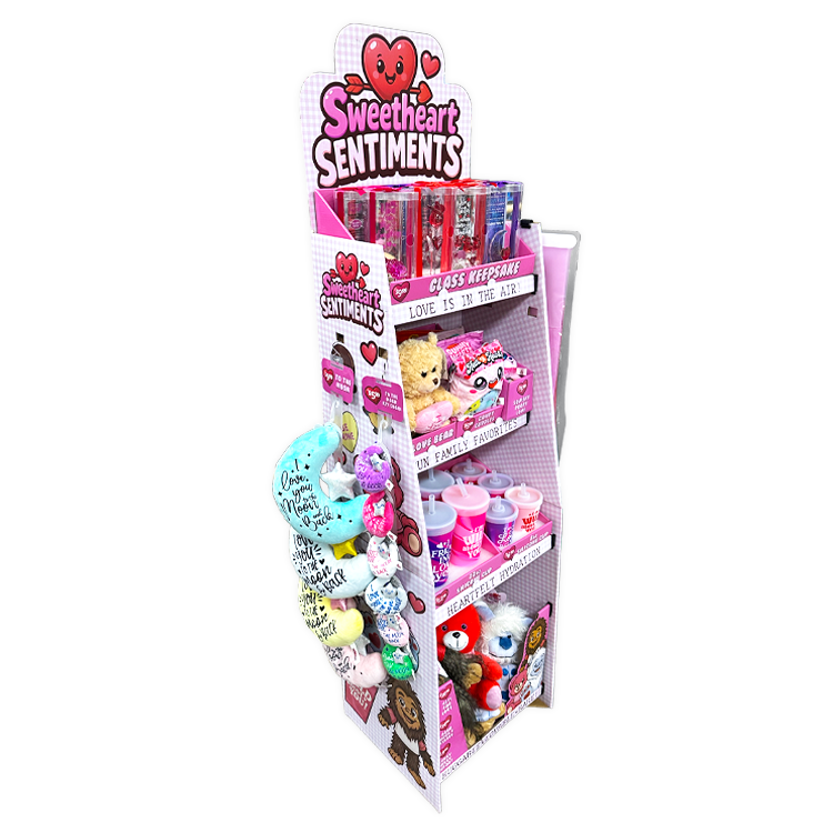 Valentines Day Glass Plush and Gift Assortment Floor Display - 56 Pieces Per Retail Ready Display Kit 88616 NOVELTY INC