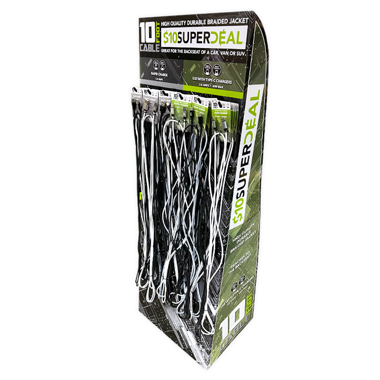 10FT Basic Sync and Charge Cable Assortment - 24 Pieces Per Retail Ready Display Kit 88621 GADGET GEAR