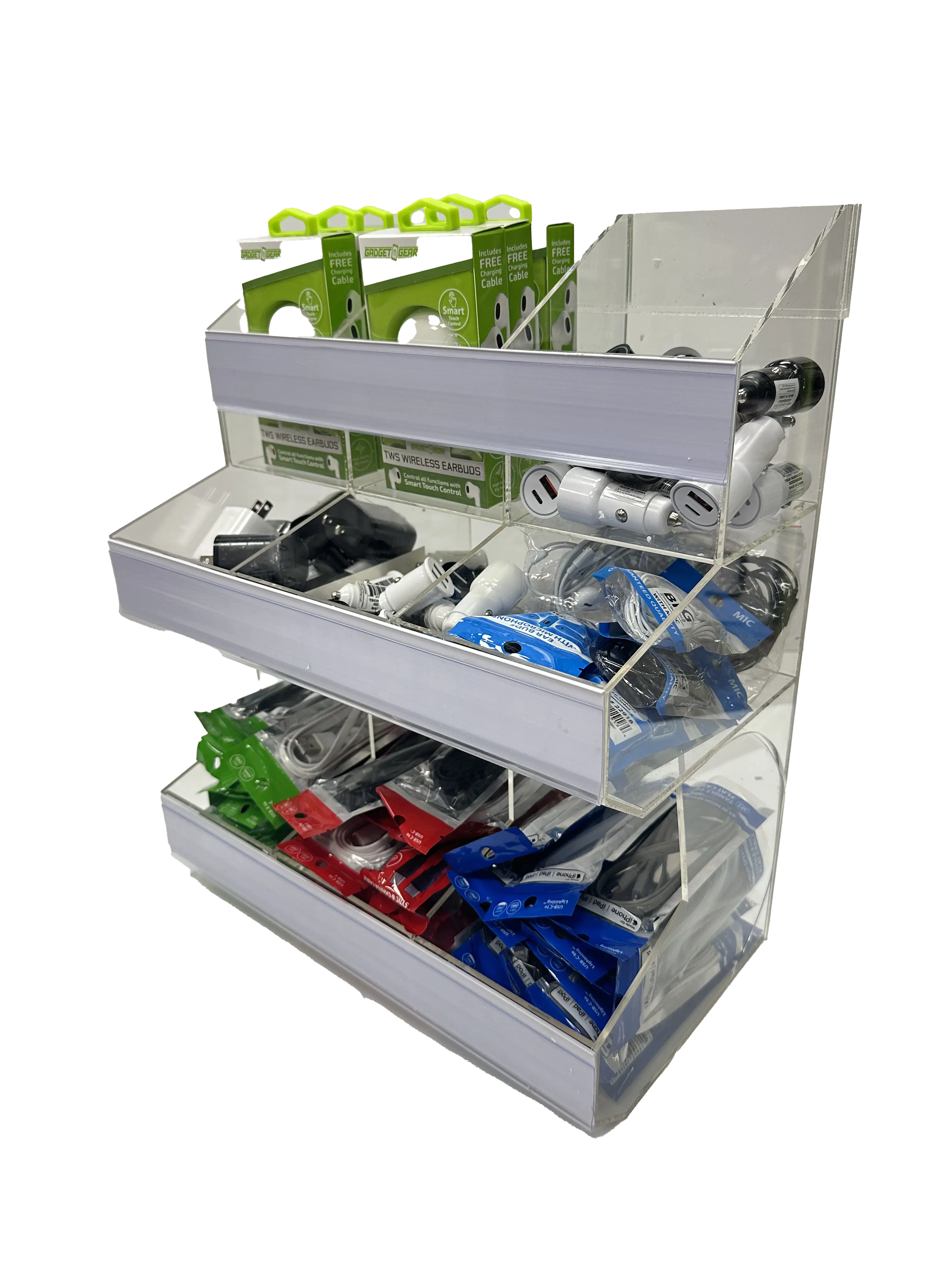 Technology Accessories Assortment 9-Bin Countertop Display 88700 NOVELTY INC