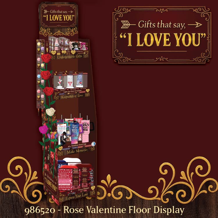 Valentines Day Rose Plush and Gift Assortment Floor Display - 78 Pieces Per Retail Ready Display Kit 88615 NOVELTY INC