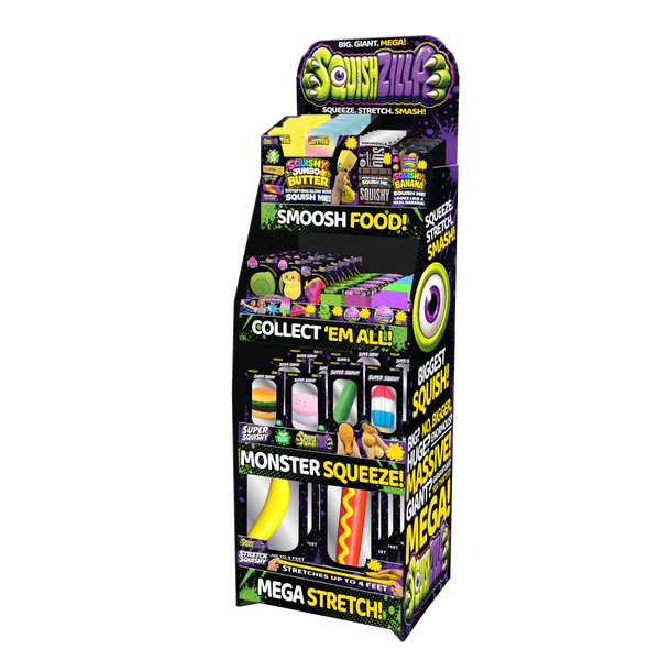 SquishZilla Squishy Fidget Toy Assortment Floor Display - 86 Pieces Per Retail Ready Display Kit 88633