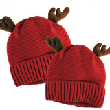 Christmas Antler Kids Winter Knit Hat Beanie with Merchandising Strip - 6 Pieces Per Retail Ready Display 41600