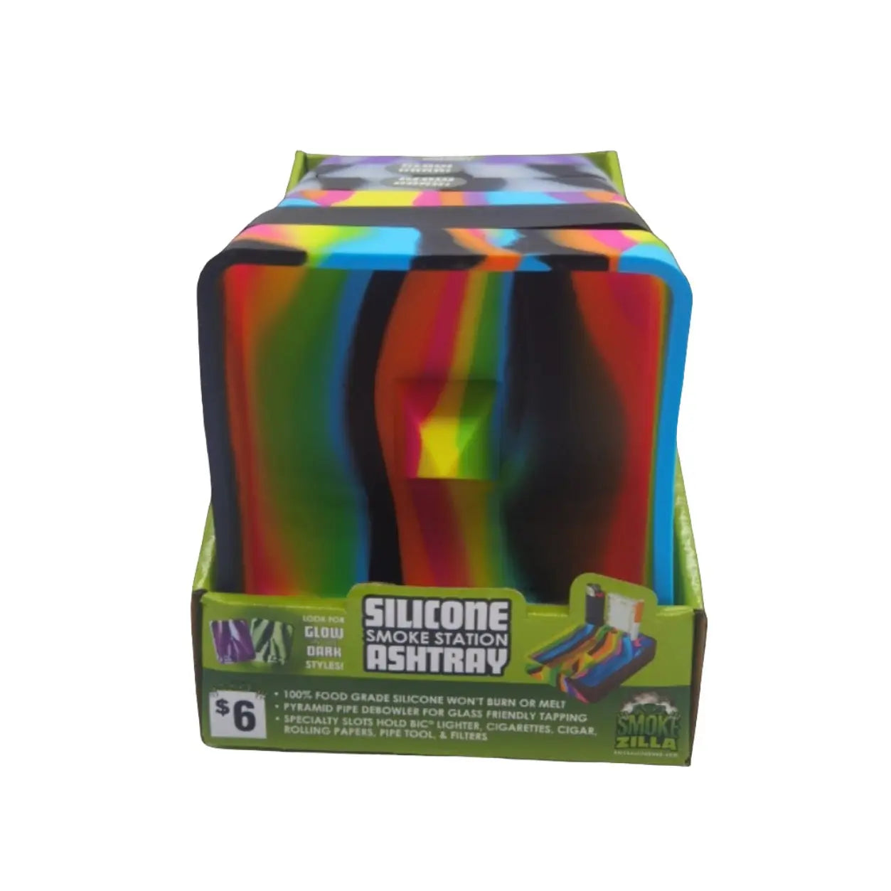Silicone Ashtray with Assorted Colors - 6 Pieces Per Retail Ready Display 41496 SMOKEZILLA
