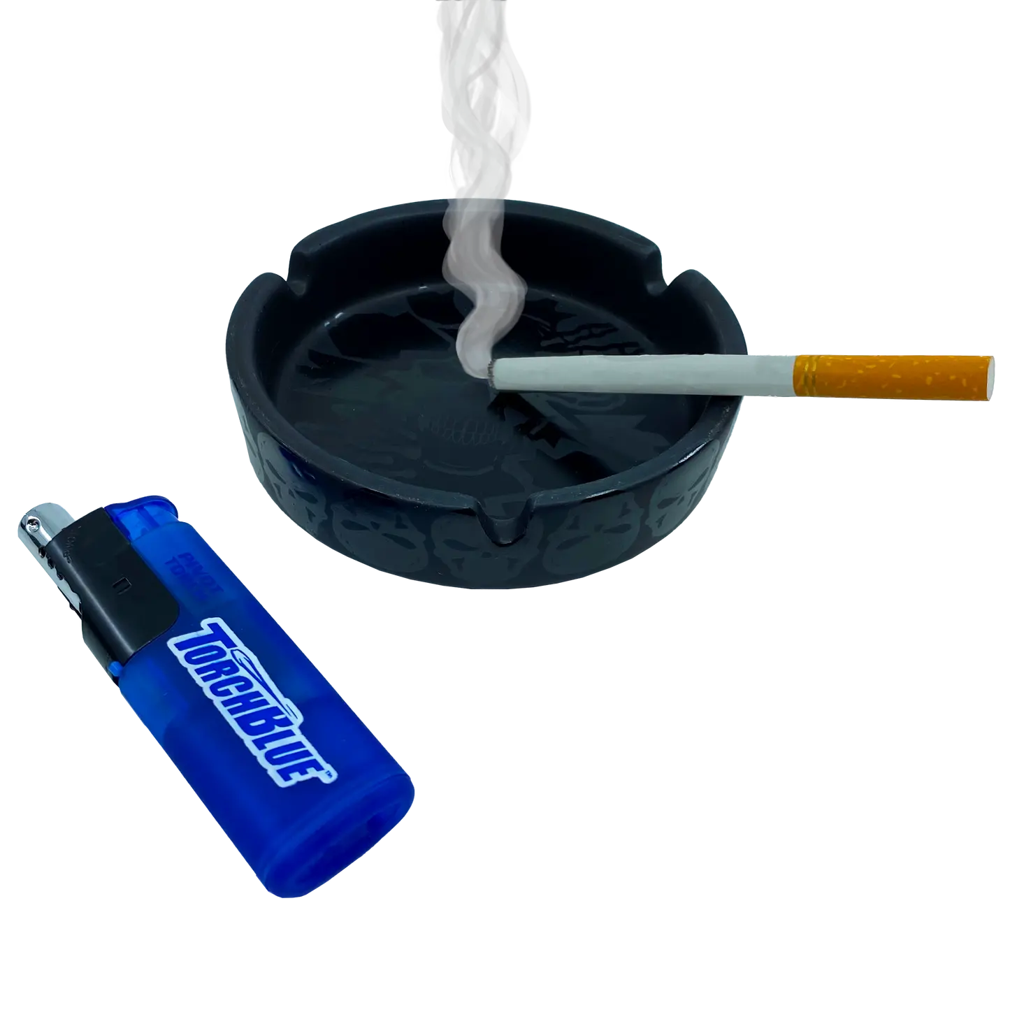 Round Ceramic Black Ashtray - 5 Per Retail Ready Display 40321 SMOKEZILLA