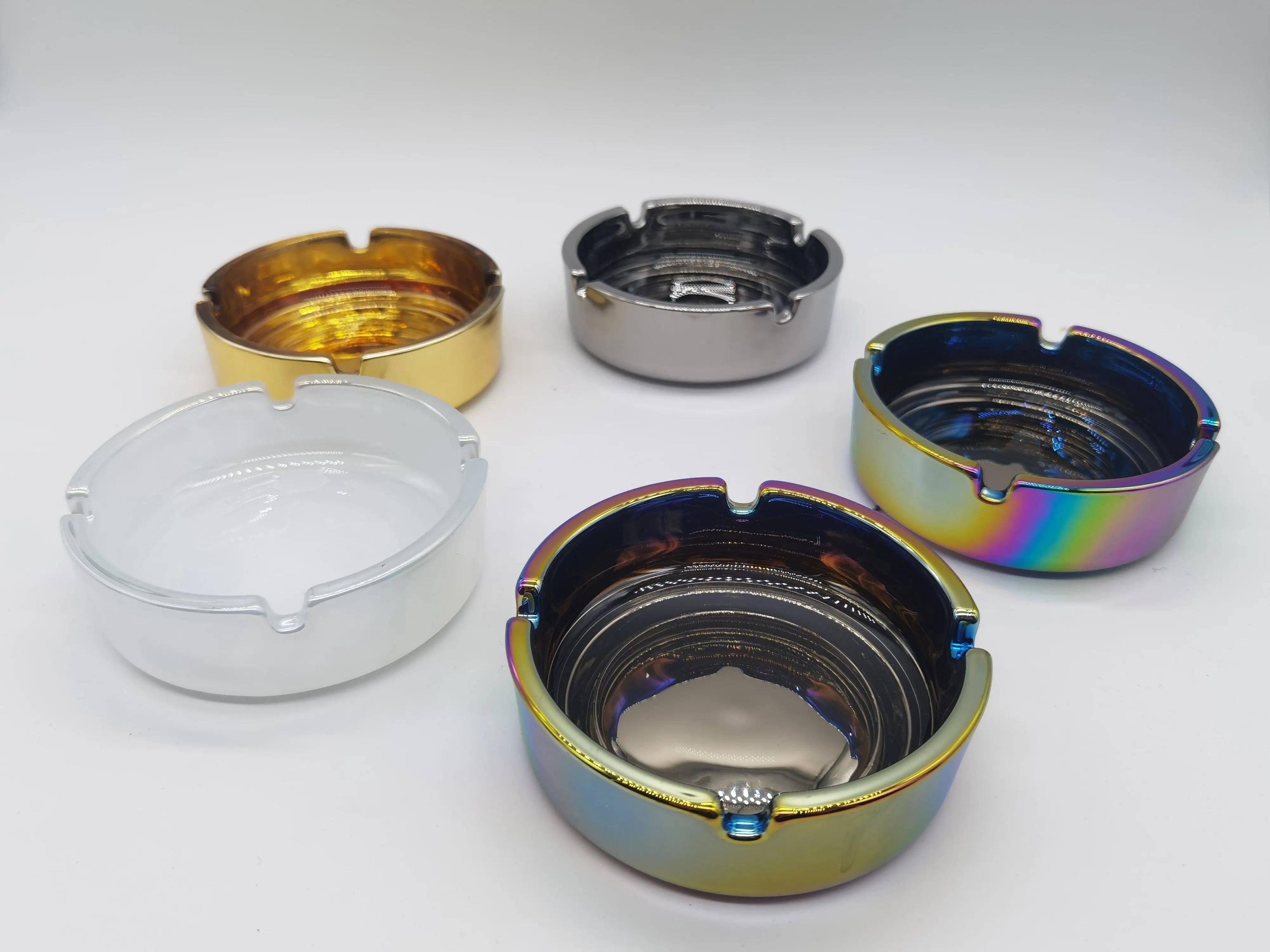 Round Glass Metal Plated Ashtray - 5 Pieces Per Retail Ready Display 41466 SMOKEZILLA