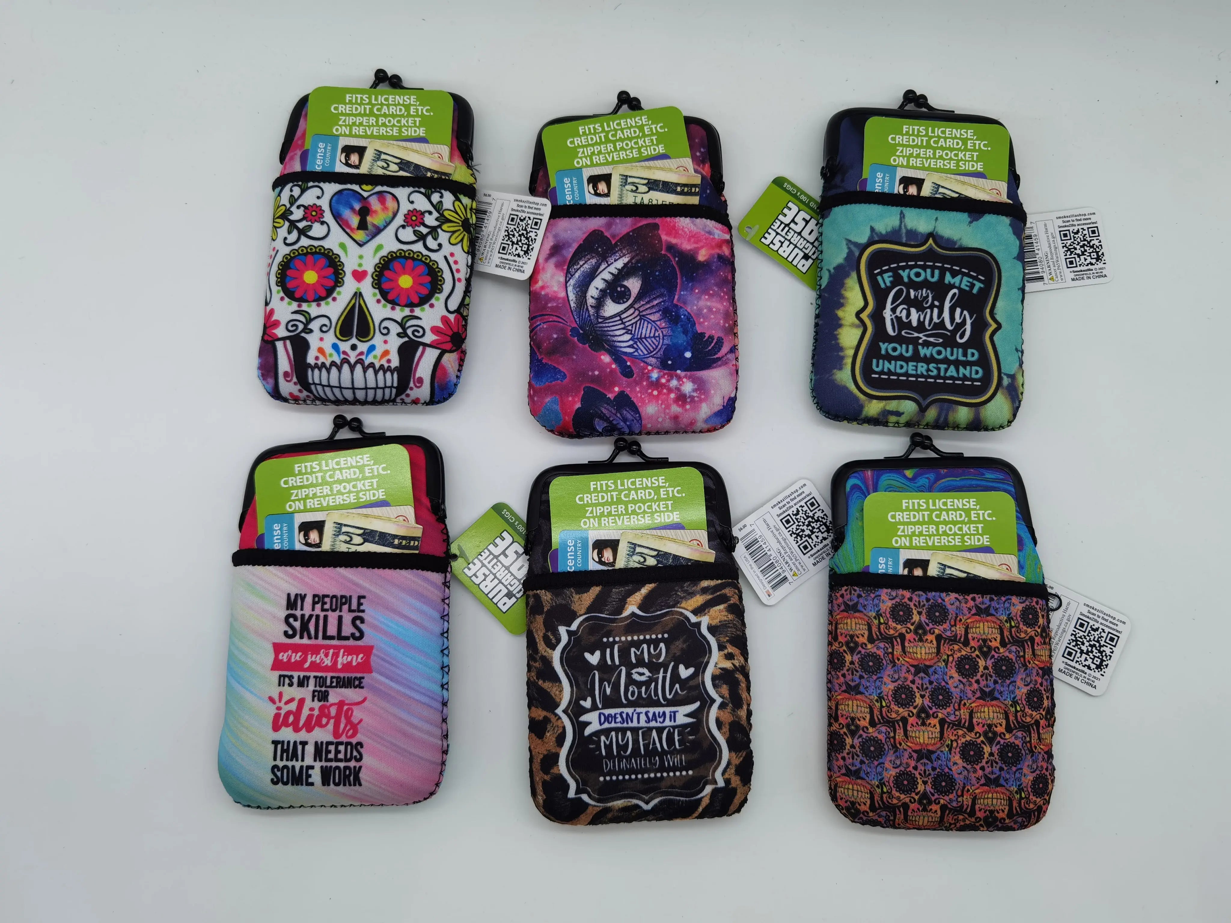 Neoprene Cigarette Pouch with Pocket - 6 Pieces Per Retail Ready Display 41459 SMOKEZILLA