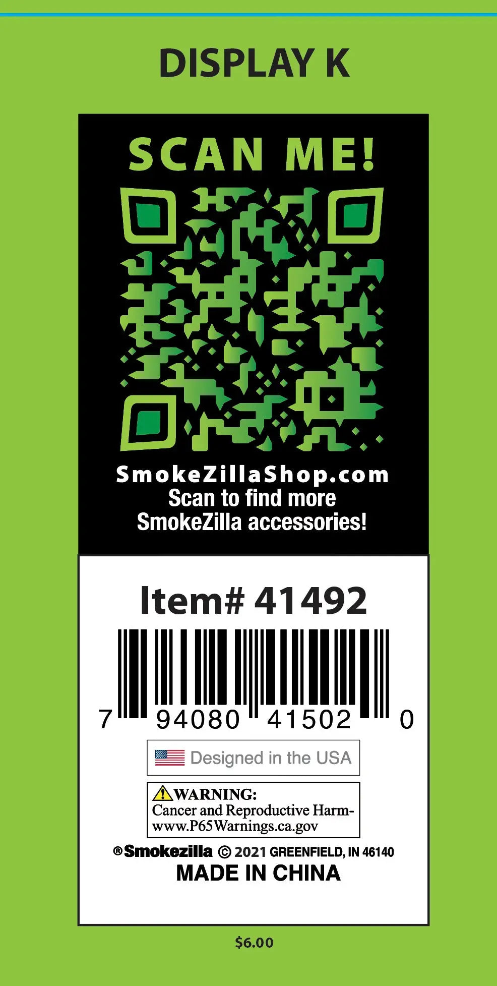 Smell Proof Canvas Roll Bag - 6 Pieces Per Retail Ready Display 41492 SMOKEZILLA