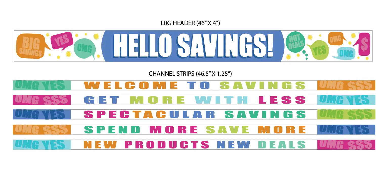 Merchandising Fixture - 4' Merchandising 6 Sign Set 977280 NOVELTY INC