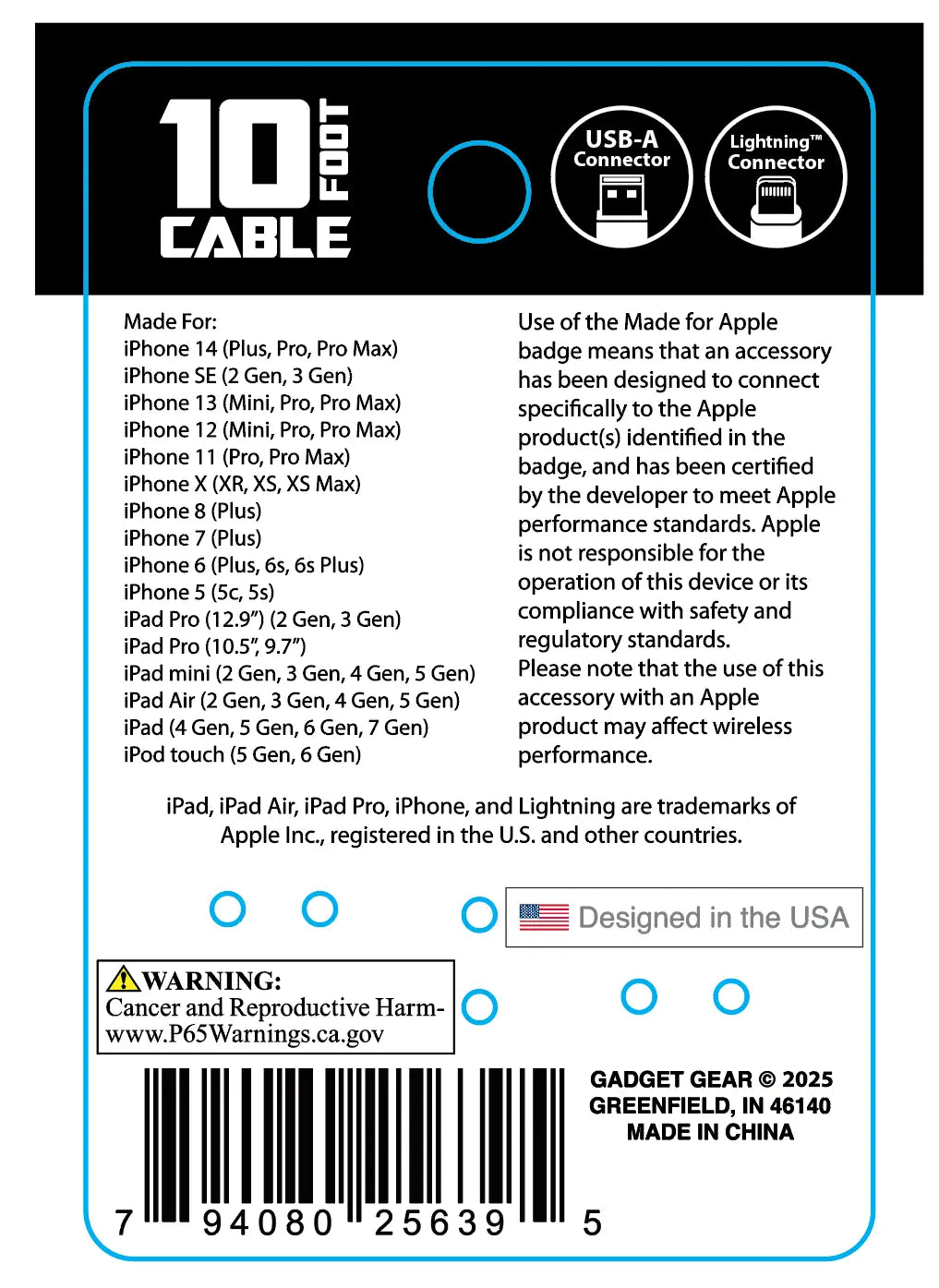 10FT Braided Sync and Charge Cable Assortment Floor Display - 24 Pieces Per Retail Ready Display 88585 GADGET GEAR