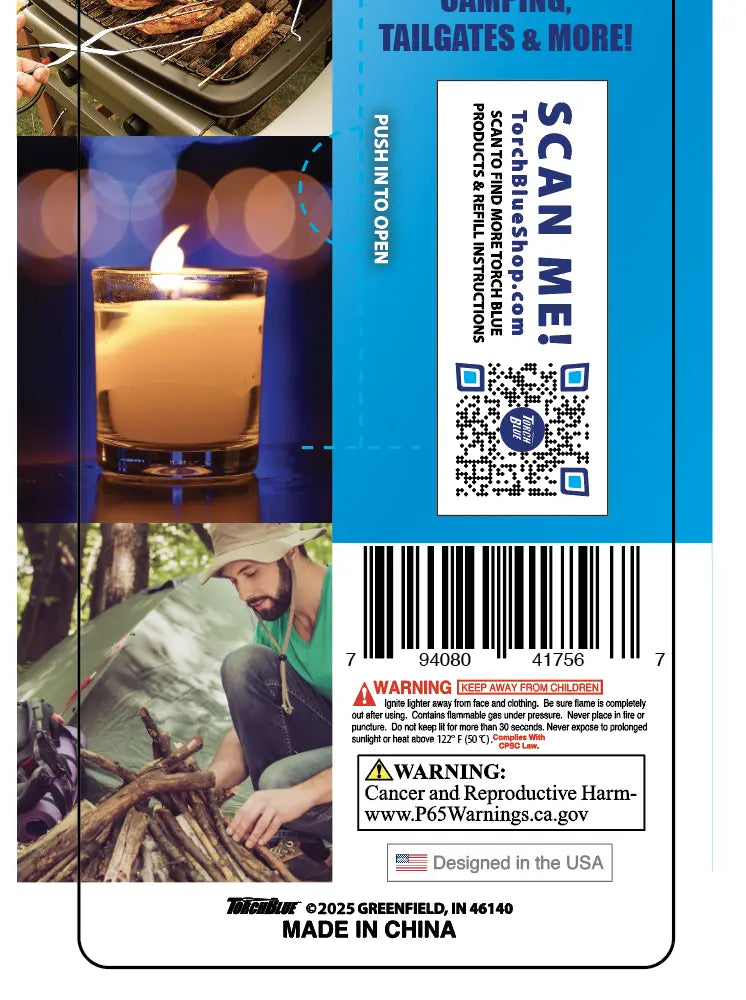 Thin Tube Utility Lighter - 4 Pieces Per Retail Ready Display 41756 TORCH BLUE