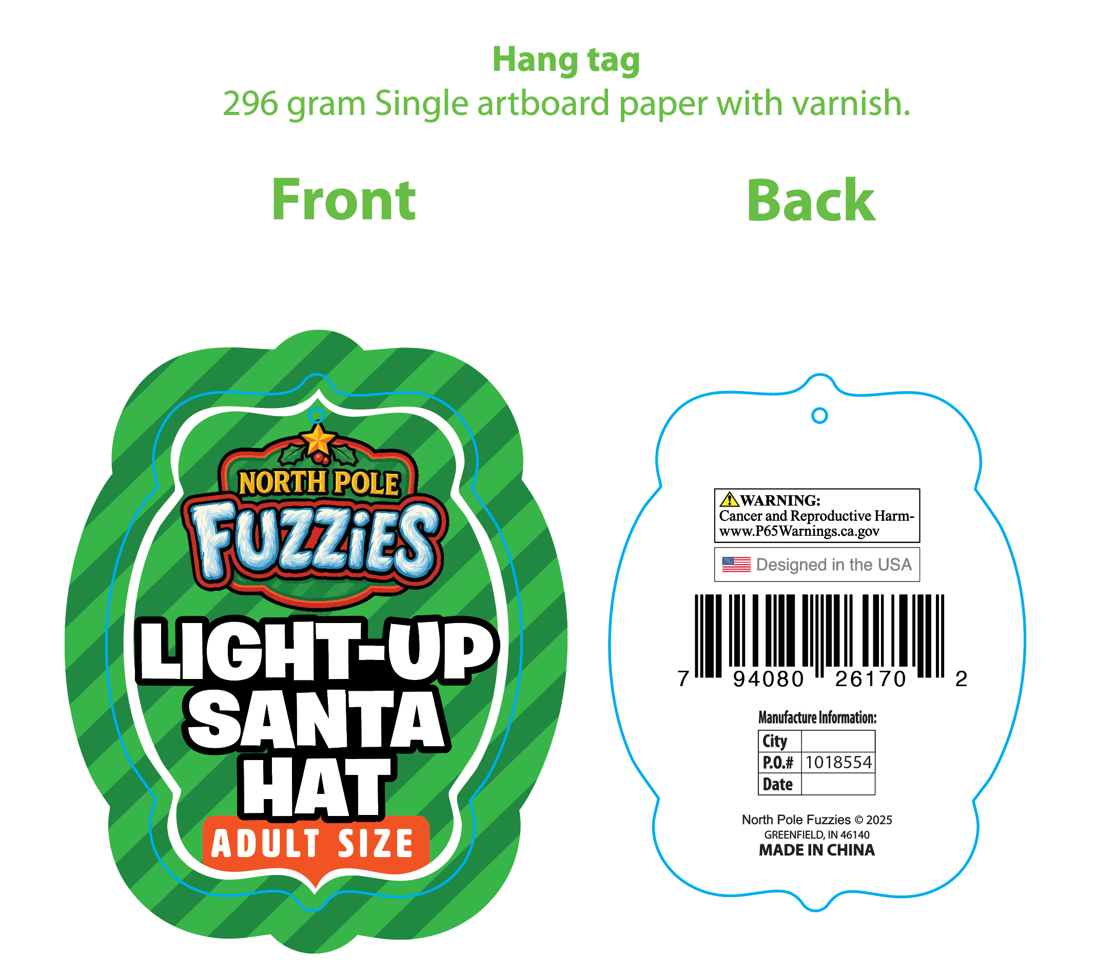 Light Up Christmas Santa Winter Hat with Merchandising Hang Strip - 6 Pieces Per Pack 26170 NOVELTY INC