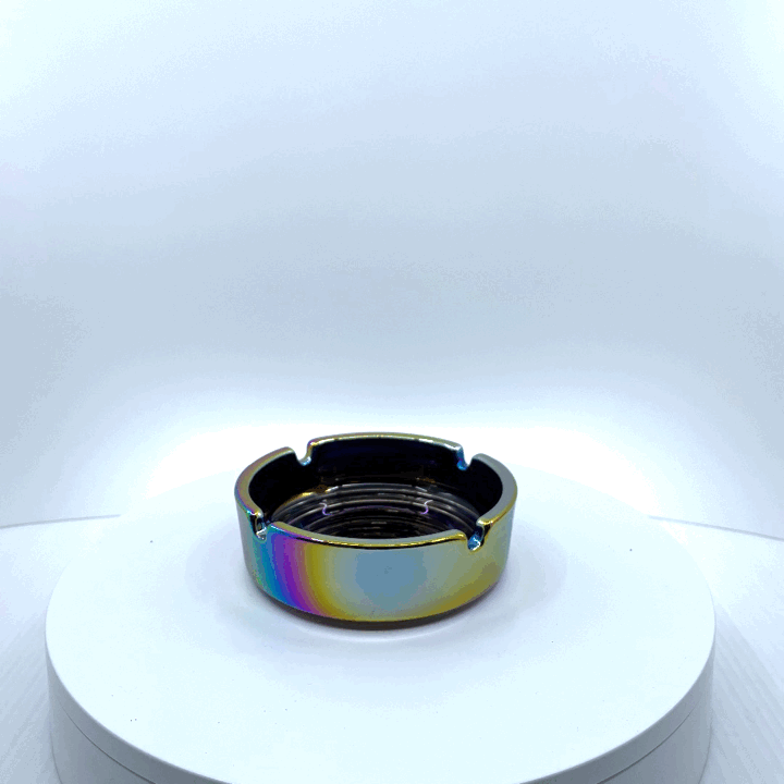 Round Glass Metal Plated Ashtray - 5 Pieces Per Retail Ready Display 41466 SMOKEZILLA