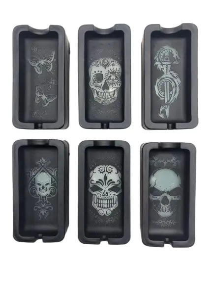 Black Glass Ashtray with LED Light-Up Design - 6 Pieces Per Retail Ready Display 23104 SMOKEZILLA