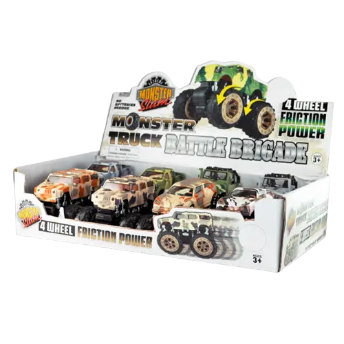 Friction Toy Car Monster Truck Assortment - 8 Pieces Per Retail Ready Display 20474 KIPP BROTHERS