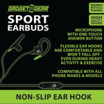 Wired Sport Earbuds With Mic  - 3 Pieces Per Pack 20777 GADGET GEAR