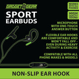 Wired Sport Earbuds With Mic  - 3 Pieces Per Pack 20777 GADGET GEAR