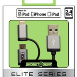 Charging Cable Elite Multi-Head USB to Micro USB / Lightning 3FT - 3 Pieces Per Pack 21100