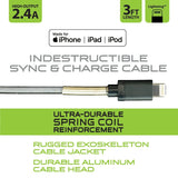 Charging Cable Elite Indestructible USB to Lightning 3FT 2.4 Amp - 3 Pieces Per Pack 21158 GADGET GEAR