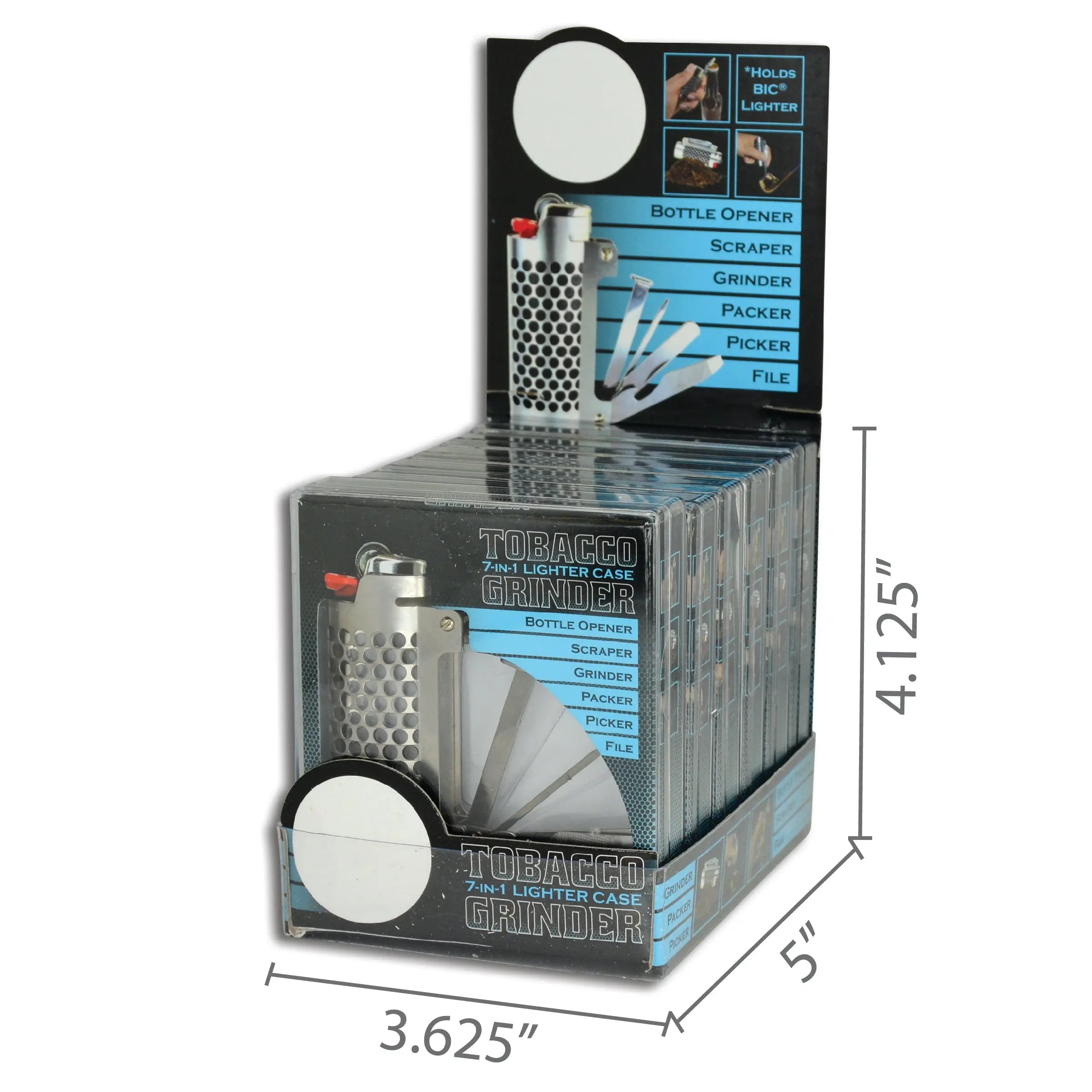 Metal Grinder Lighter Case with Tools - 6 Pieces Per Retail Ready Display 21211 SMOKEZILLA