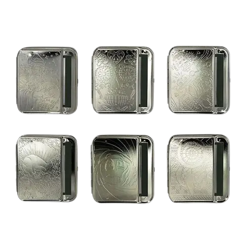 Metal Cigarette Rolling Box with Engraved Top - 6 Pieces Per Retail Ready Display 21502 NOVELTY INC