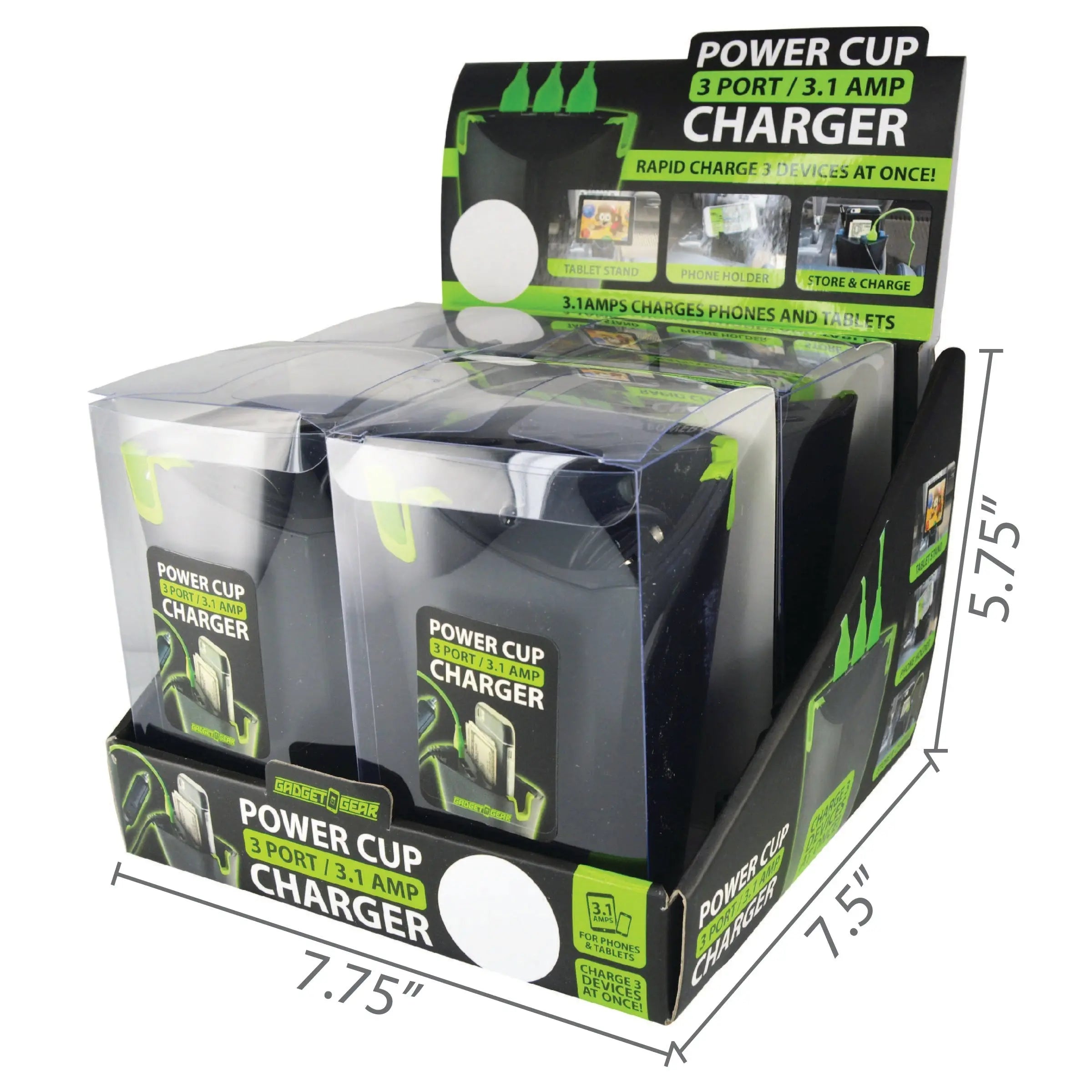 Cup Holder Multi-Port Charger - 4 Pieces Per Retail Ready Display 21522 GADGET GEAR