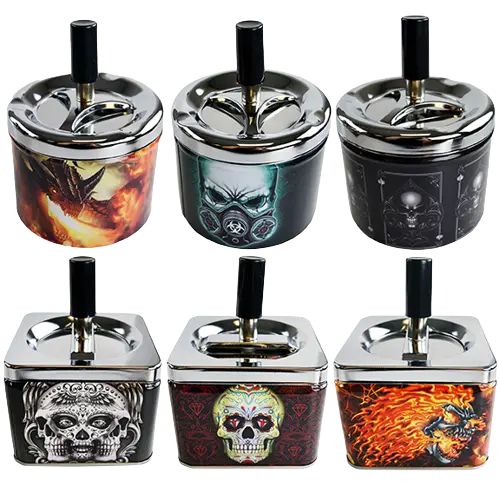Push Down Metal Ashtray - 6 Per Retail Ready Display 21548 SMOKEZILLA