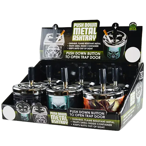 Push Down Metal Ashtray - 6 Per Retail Ready Display 21548 SMOKEZILLA