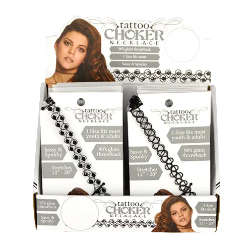 Tattoo Choker Necklace in Assorted Designs - 12 Pieces Per Retail Ready Display 21612 NOVELTY INC