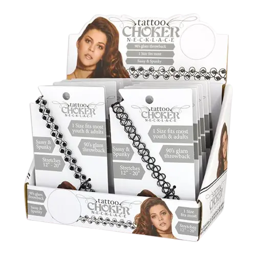 Tattoo Choker Necklace in Assorted Designs - 12 Pieces Per Retail Ready Display 21612 NOVELTY INC