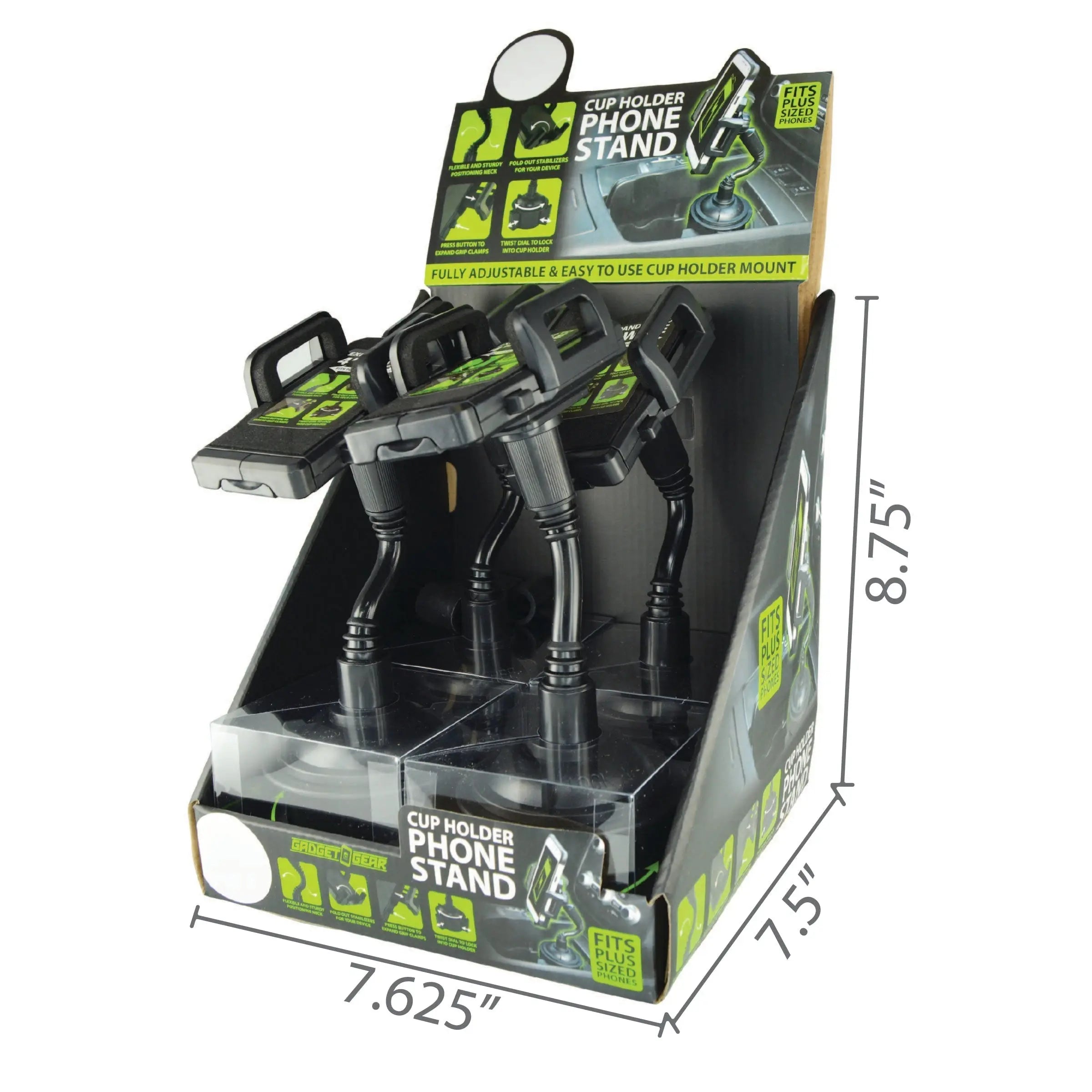 Cup Holder Adjustable Phone Stand - 4 Pieces Per Retail Ready Display 21613 GADGET GEAR