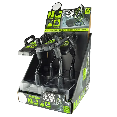 Cup Holder Adjustable Phone Stand - 4 Pieces Per Retail Ready Display 21613 GADGET GEAR