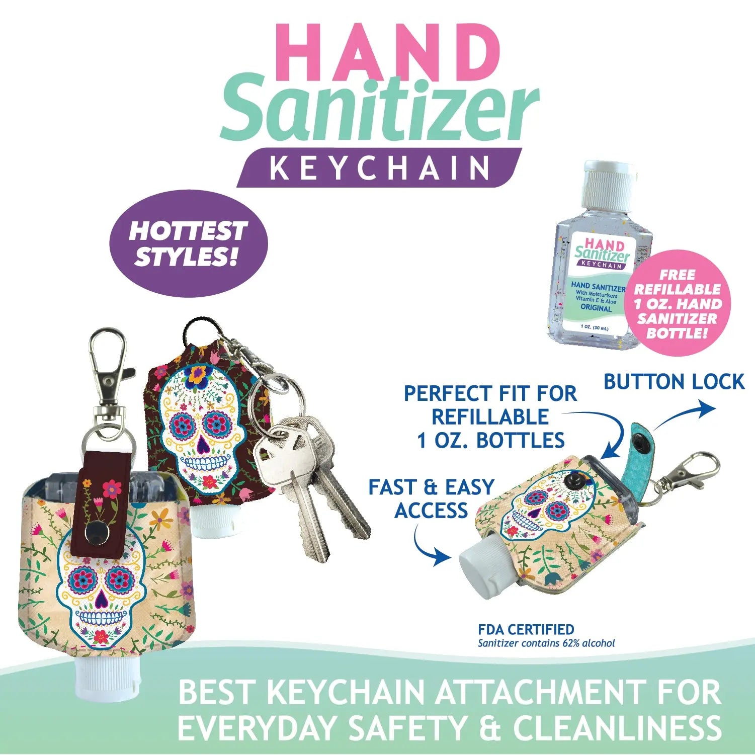 Hand Sanitizer Keychain 12 Pieces Per Retail Ready Display 21667 NOVELTY INC