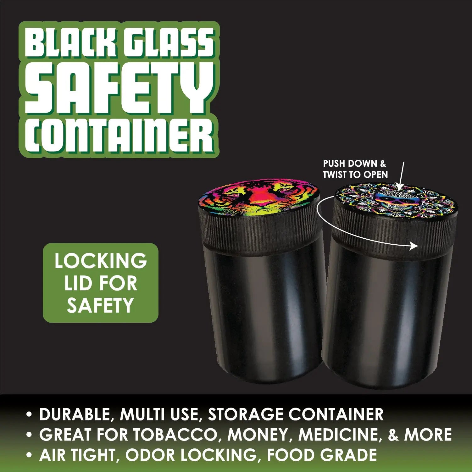 Smell Proof Glass Storage Container - 6 Pieces Per Retail Ready Display 21722 SMOKEZILLA