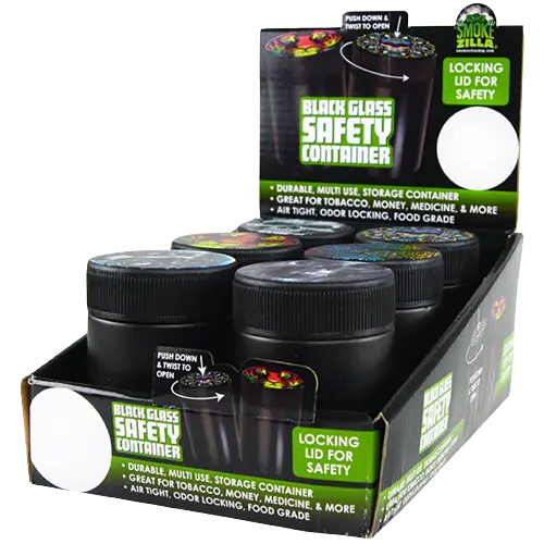 Smell Proof Glass Storage Container - 6 Pieces Per Retail Ready Display 21722 SMOKEZILLA