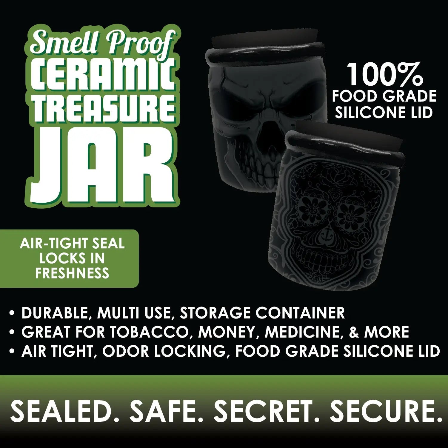 Smell Proof Ceramic Storage Jar - 6 Pieces Per Retail Ready Display 21727 SMOKEZILLA