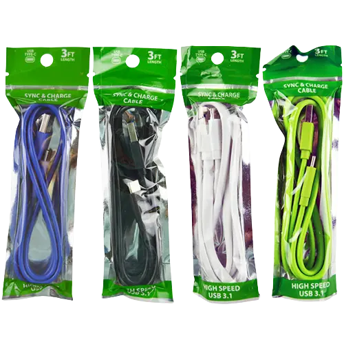 Charging Cable USB 3.1 to USB-C 3FT - 20 Pieces Per Pack 21742 GADGET GEAR