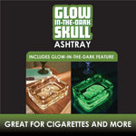 Glow in The Dark Skull Glass Ashtray - 6 Per Retail Ready Display 21750 SMOKEZILLA